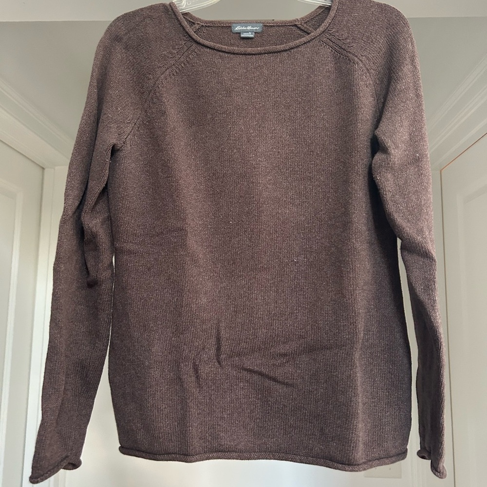 Eddie Bauer Women's Chocolate Crew Neck Sweater